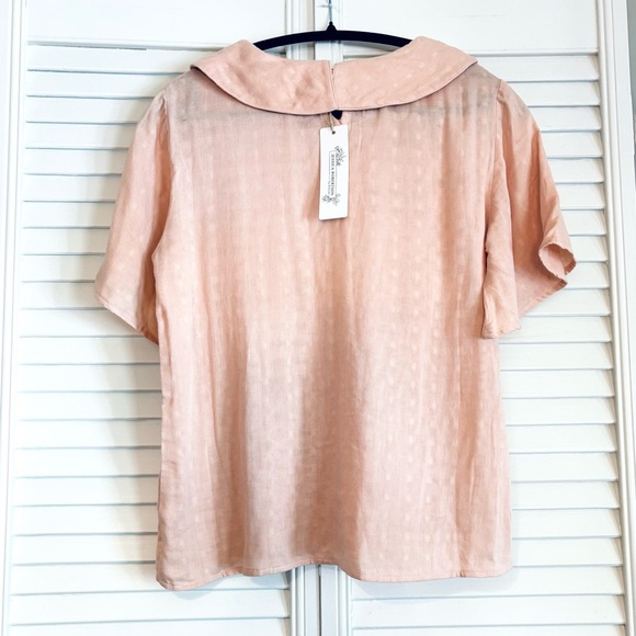 NWT Roolee Jessica Robertson Pink Short Sleeve Blouse Collar Size Small S - Picture 2 of 6